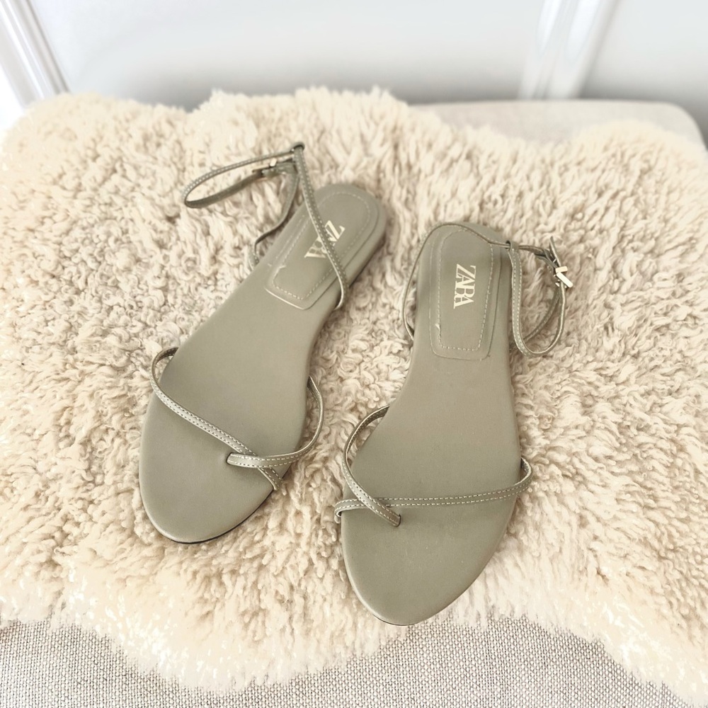 Zara flat leather sandals